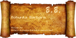 Bohunka Barbara névjegykártya
